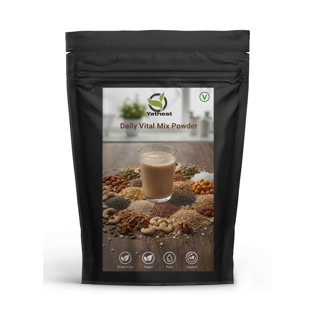 Yathest Premium Daily Vital Mix Powder, 200gm, pack of 200gmx1, Seeds and Dry Fruits Powder | 100% Natural | No Added Sugar | No Preservatives | Dry Fruits Mix 200g