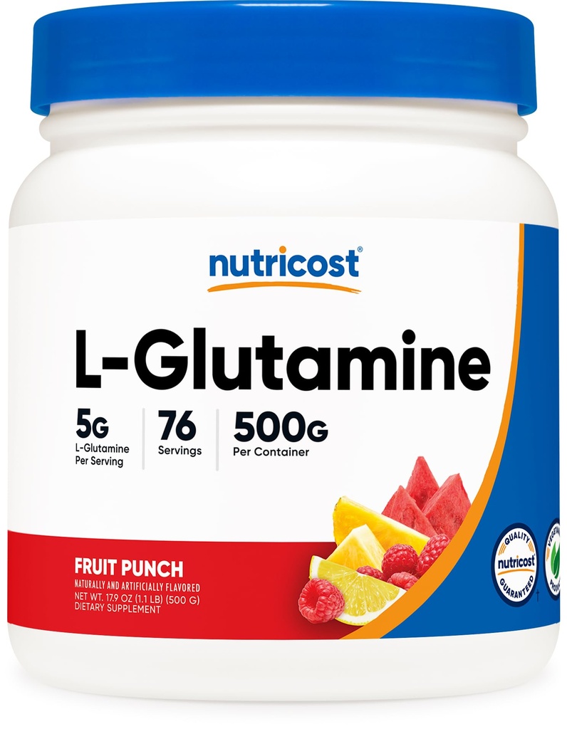 Nutricost L-グルタミンパウダー 500グラム(フルイトパンチ) - (76 瓶あたりのサービング)
