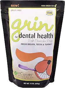 Cloverの自然な歯科御馳走で、Grinのプレバイオティクス、新しい息のタルタル制御、犬のための毎日の咀嚼の補足は犬のグムおよび歯を支えます