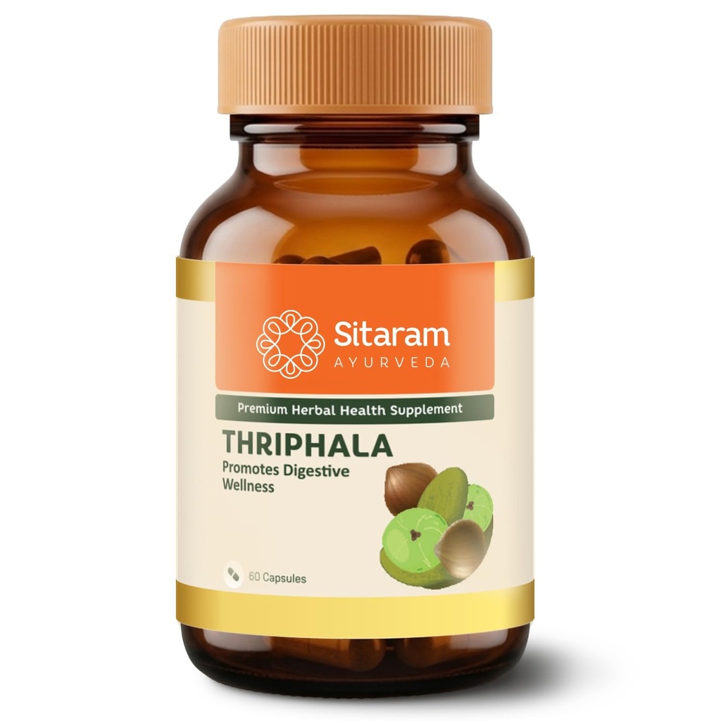 Sitaram Ayurveda Triphala Capsules | Supports Digestive Wellness & Natural Bowel Balance | Vegan | 60 Nos.