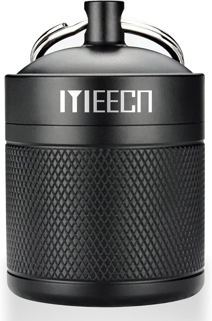 Keychainの丸薬のホールダー、箱、アルミニウム、防水容器、屋外の旅行キャンプのための丸薬のオルガナイザー サイズ:1.6 x 1.6 x 2 (黒)