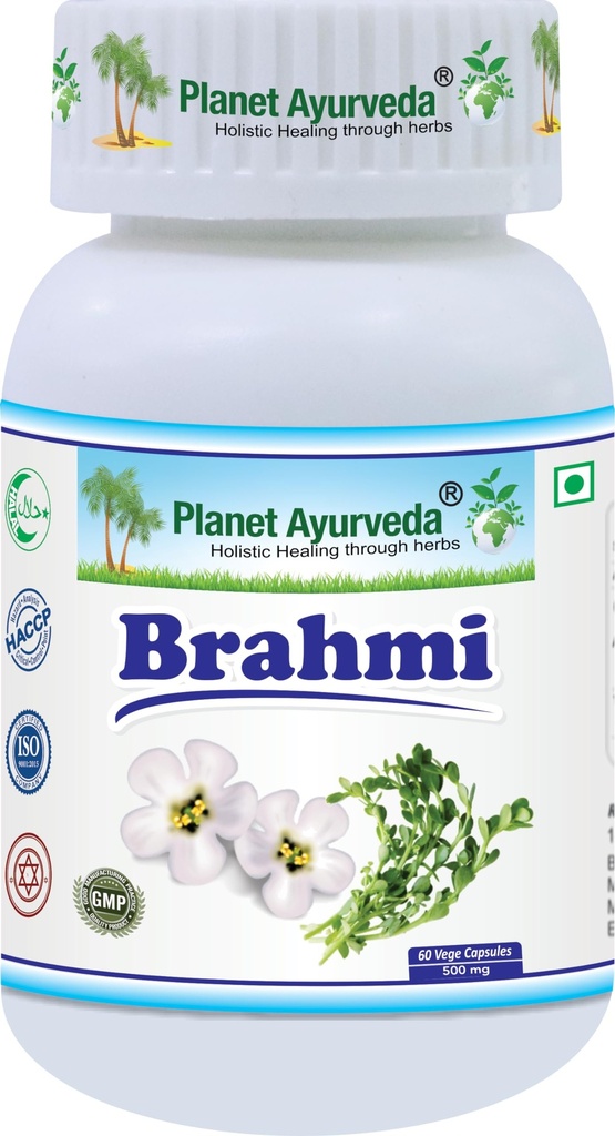 Planet Ayurveda Brahmi Capsules, 60 Capsules, Pack of 1, "A Natural Herbs to calms and relaxes mind"