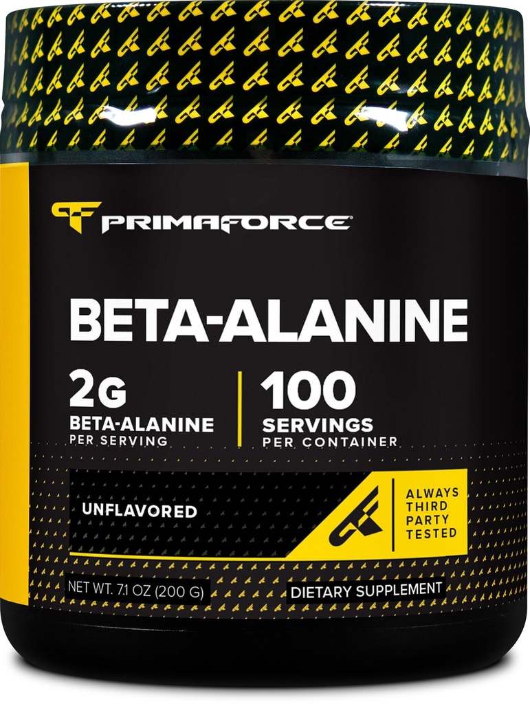 Primaforce Beta Alanine Powder, Unflavored, 200 Grams - Gluten Free, Non-GMO Supplement for Men and Women