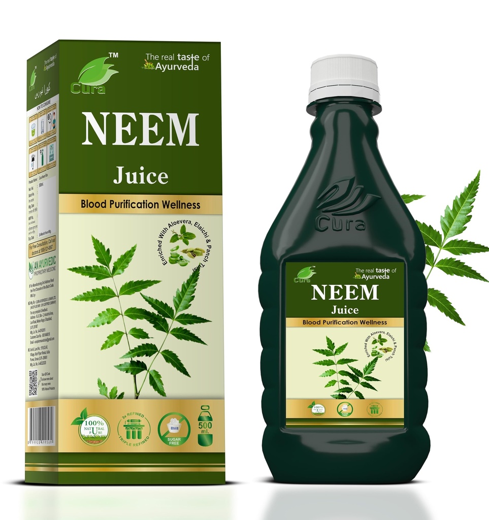 CURA AYURVEDIC Neem Ras II Fresh Neem Leaves II Natural Blood Purifier || 500ml