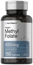ホアバハチメチル葉酸 400 mcg | 150 ビーガンカプセル | 非GMO、グルテンフリー | 栄養補助食品