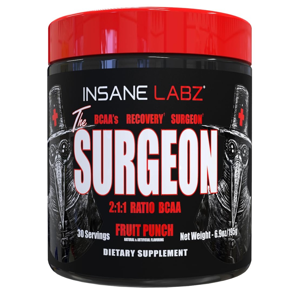 Insane LabzのサージオンBCAAの回復粉-筋肉回復のための分岐させたチェーン アミノの酸のポストのワークアウトの飲み物- 30のSrvgs (30サービング(1のパック)、フルーツ パンチ)
