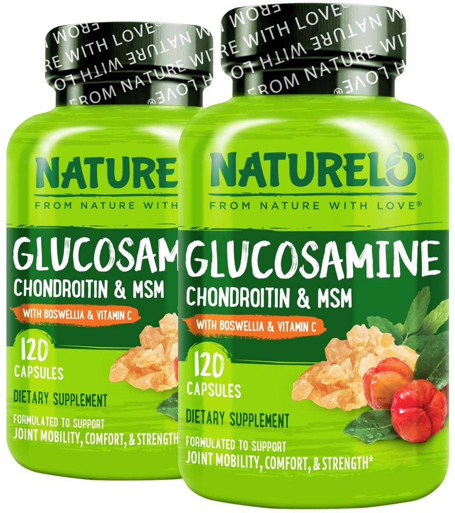 ボスウェリアとビタミンCのNATURELOグルコサミンコンドロイチンMSM - 関節の快適さ、モビリティ、強度のためのサプリメント - 120カプセル(パッケージ2)