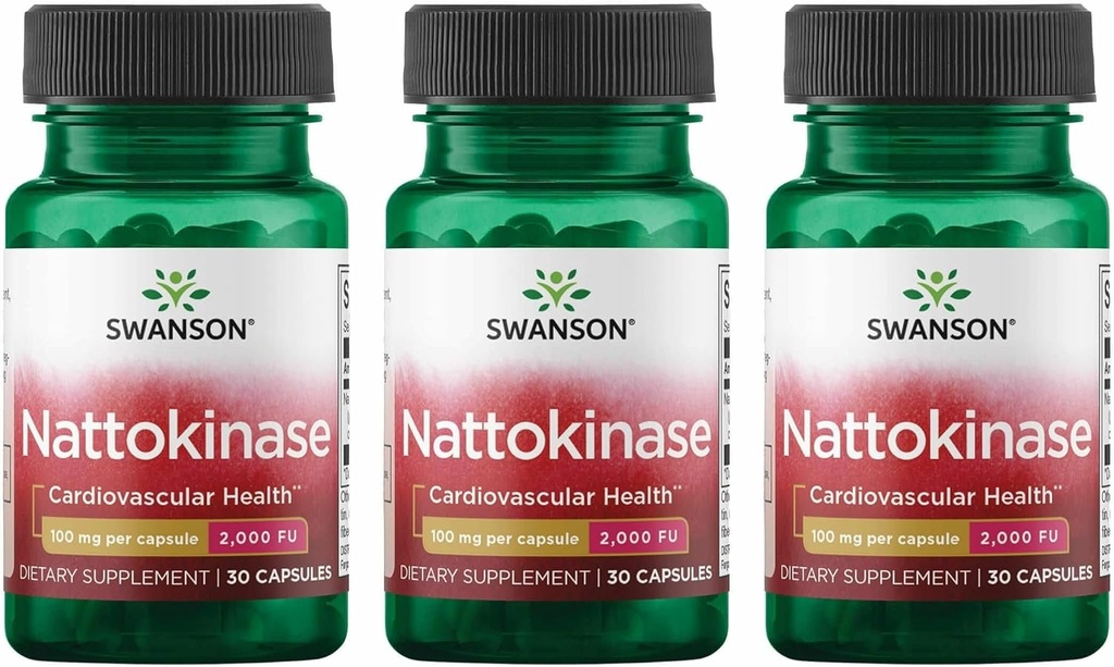 Swanson Nattokinase 2000 の Fibrinolytic の単位 100 ミリグラム 30 カプセルの酵素 (3 パック)
