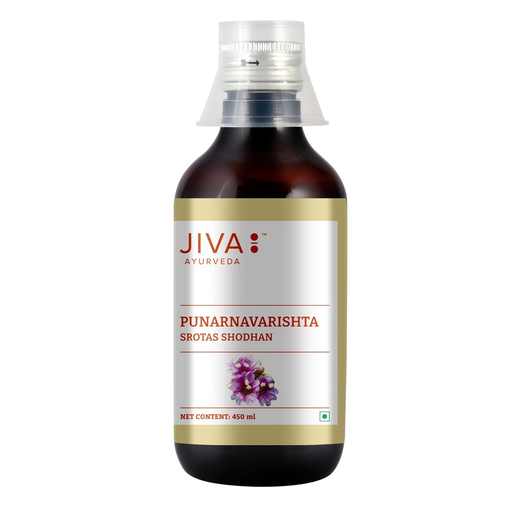 Jiva Punarnavarishta for Liver Problems & Kidney Disorders | Ayurvedic Liquid | Help to Relief from All Kinds of Body Pains & Skin Diseases - 450ml (Pack of 1)