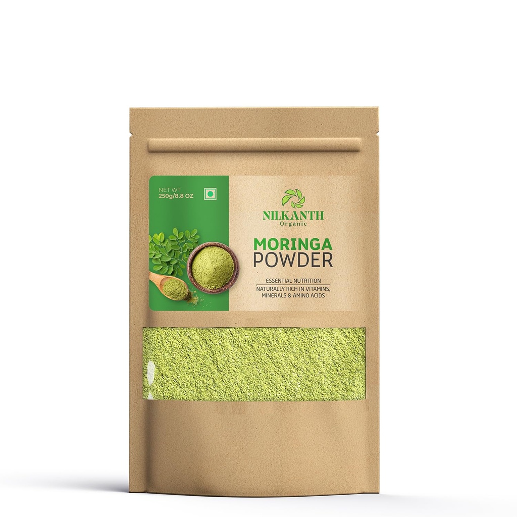 Moringa Powder - Moringa Oleifera - USDA Certified | Moringa Leaves Powder | Moringa Powder Organic for Immunity, Digestion & Energy | Drumstick Leaves Powder - 250g