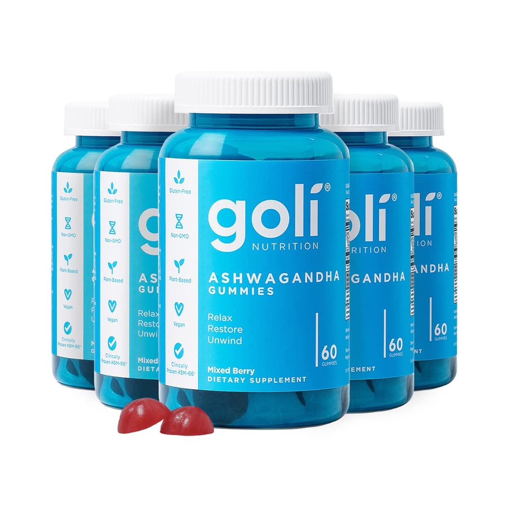 Goli Ashwagandha&ビタミンDガミー - 300カウント - ミックスベリー、KSM-66、ビーガン、植物ベース、非GMO、グルテンフリー&ゼラチン無料リラックス。 復元。 風変りな5パック
