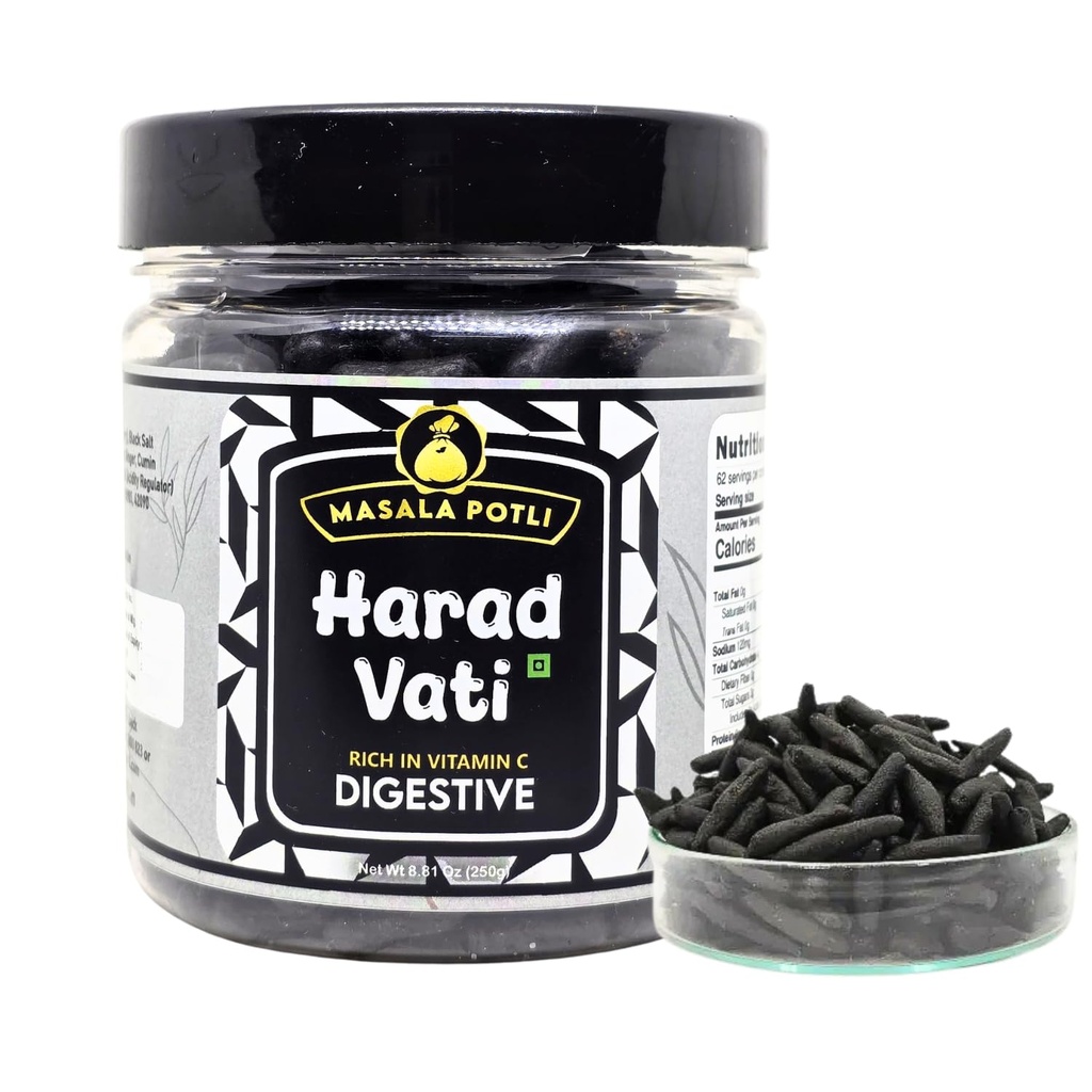MASALA POTLI Harad Vati Churan | Chatpati Harde Vatee | After Meal Digestive | Mouth Freshener with Hing Jeera Amla | For Gas, Bloating & Indigestion Relief – 250g Jar
