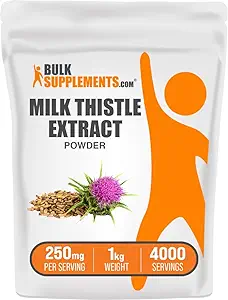 BulkSupplements.comミルクアザミエキスパウダー - ハーブサプリメント、ミルクアザミサプリメント - グルテンフリー、250mg/サービング、1kg(2.2ポンド)(パッケージ1)