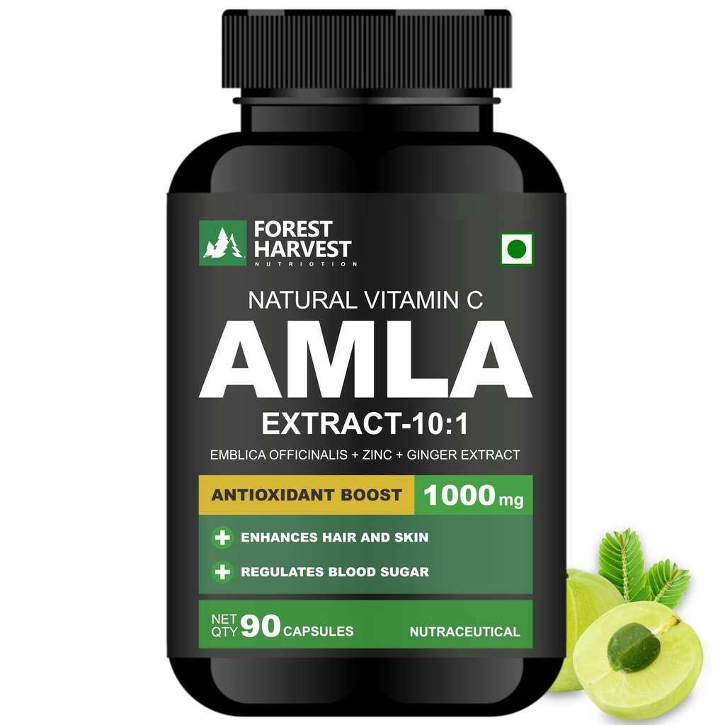 Amla Extract | 10X Potency | With Zinc & Ginger | Enhanced Absorption | Triple Action Immunity & Antioxidant Support | Digestive & Respiratory Wellness | 90 Veg Capsules | WHO-GMP, ISO & HACCP Certified