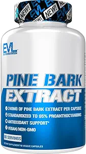 Evlution Nutrition Pine Bark Extract - 抗酸化剤サポート - カプセルあたり240mgパインバークエキス - 95% Proanthocyanidins - ビーガン&非GMO - 栄養補助食品 - 90サービング - 90ベジギーカプセル