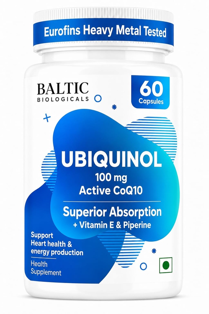 Ubiquinol 100mg CoQ10, Superior Absorption, with Vitamin E & piperine, Support Heart Health & Energy Production, 60 Days Supply
