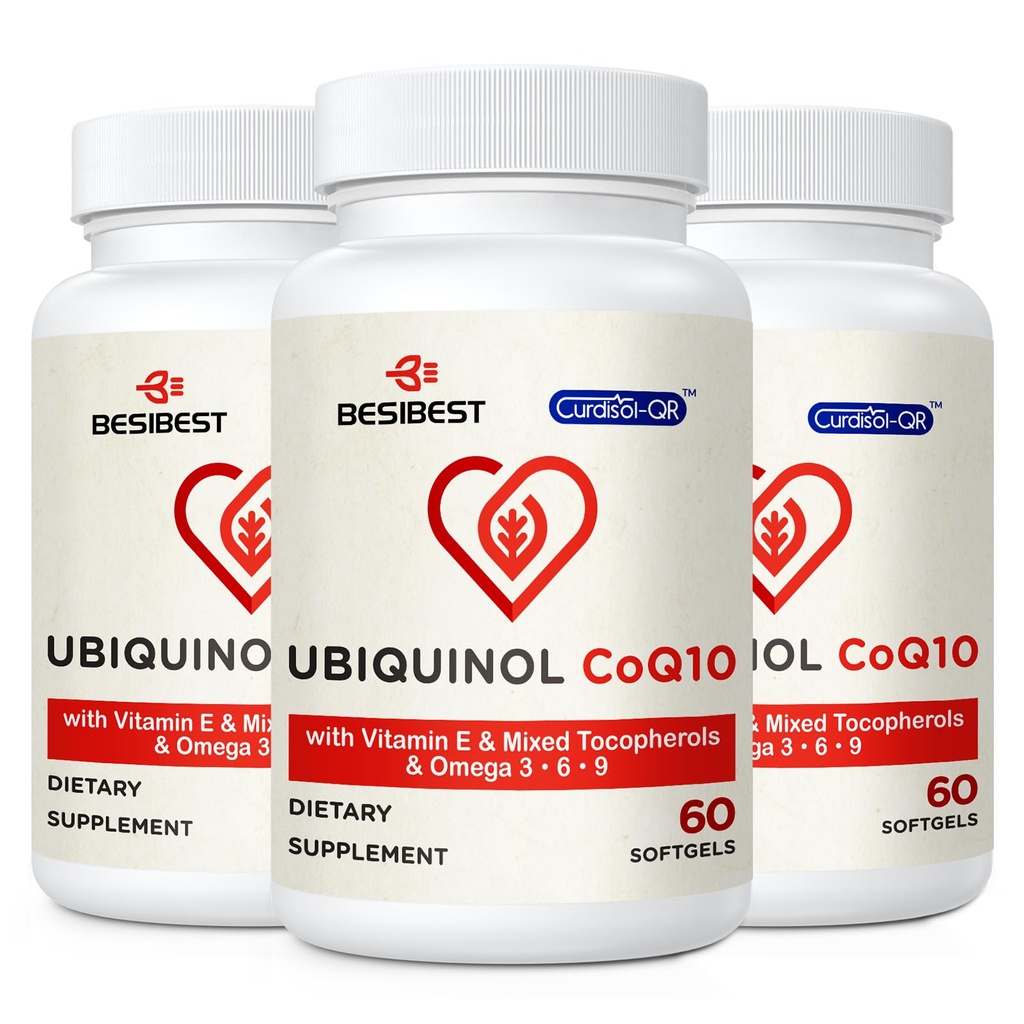 Ubiquinol CoQ10-600mg-Softgel、ビタミンE及びオメガ3、6、9、高い吸収-Coenzyme-Q10のエネルギー生産、テストされる、180の計算のための強力な酸化防止