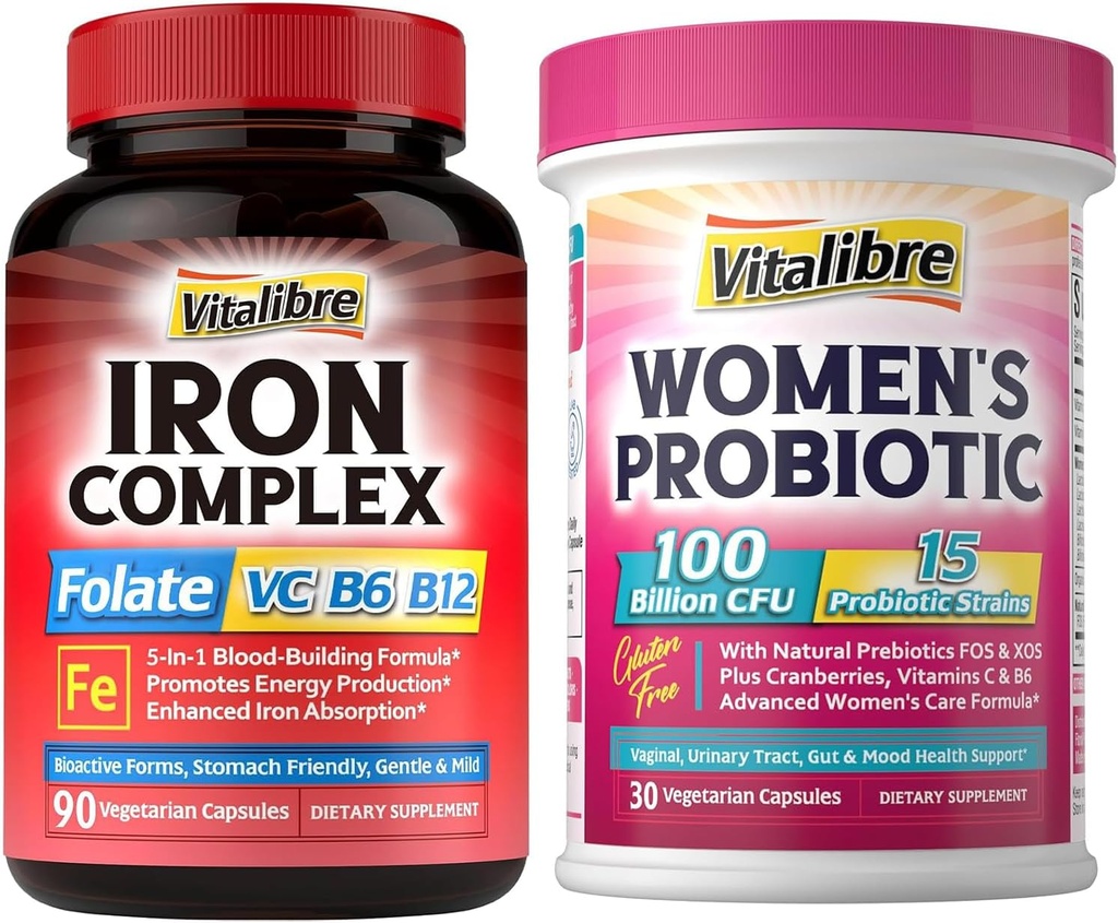 女性及び人のための鉄の補足 90Caps 及び女性の 100 の鋼片 CFU 15 の緊張のための Vitalibre のプロバイオティクス