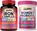 女性及び人のための鉄の補足 90Caps 及び女性の 100 の鋼片 CFU 15 の緊張のための Vitalibre のプロバイオティクス