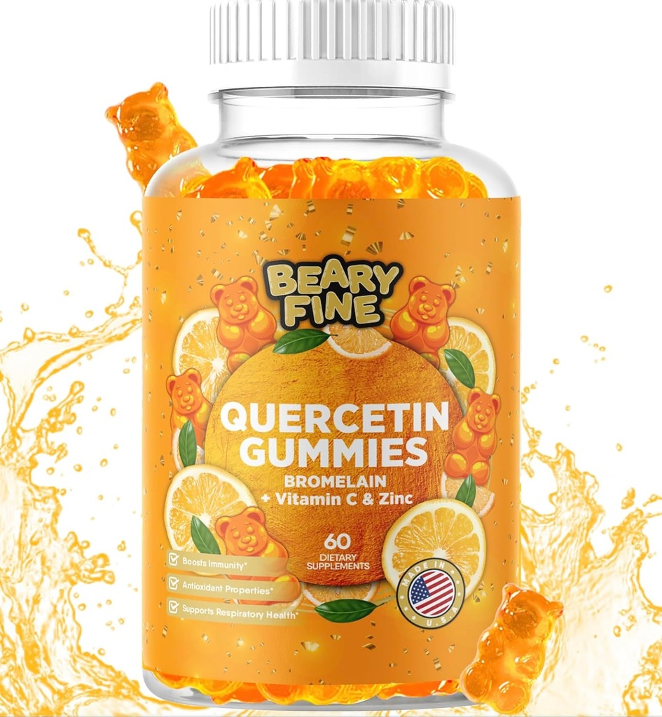 ビタミンC +亜鉛&ビタミンD3 - 余分な強度免疫サポートブースター - 60 Quercetin Gummies - 米国製