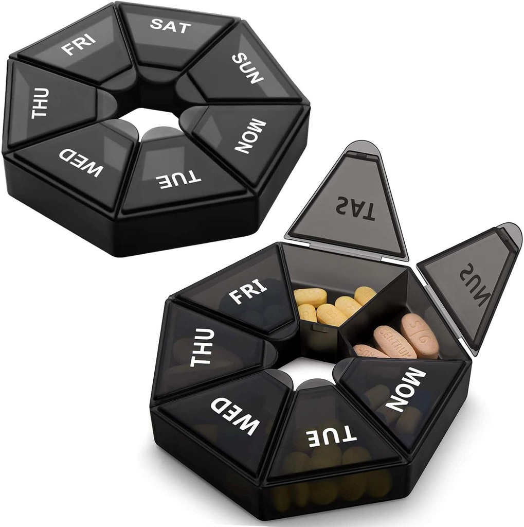 ビタミンの魚油の丸薬のための2PCS週の丸薬のオルガナイザーの大きい7日の丸薬箱のオルガナイザーの毎日の薬の箱は関節炎に友好的補います