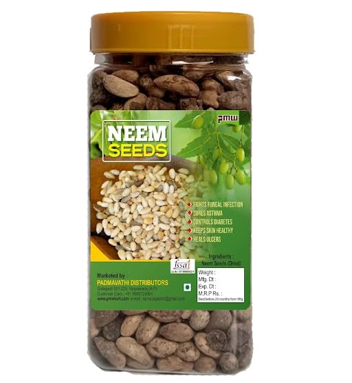 Pmw Neem Seeds - Jar Pack - (Vepa Ginjalu, Azadirachta indica) for Health Benefit (100g)