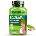 NATURELO Postnatal Multivitamin - Breastfeeding Womenのサプリメント - 植物ベースのビタミンD、葉酸塩、玄米鉄 - 授乳中の母親、赤ちゃん - ポストナタール授乳サポート180カプセル