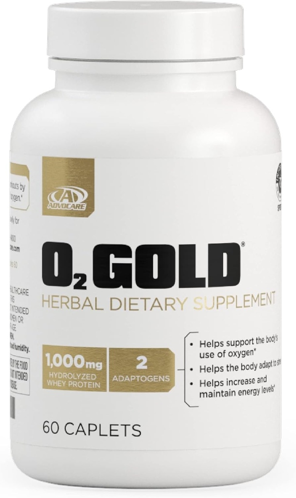AdvoCare O2ゴールド - Rhodiola Rosea Rootと血中酸素サプリメント & 加水分解乳タンパク質 - エネルギーをサポート* - 60カプレット
