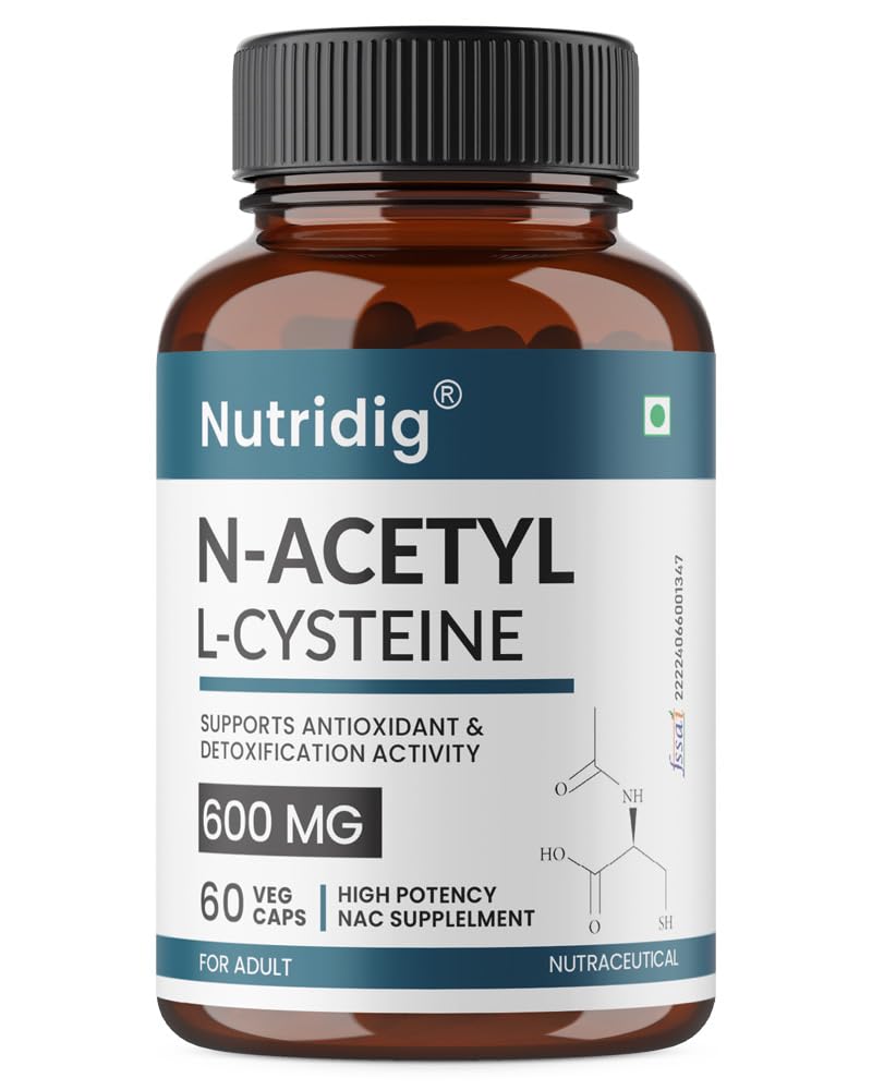 NAC 600 mg – N-Acetyl L-Cysteine Supplement – Antioxidant & Detox Support – 60 Veg Capsules