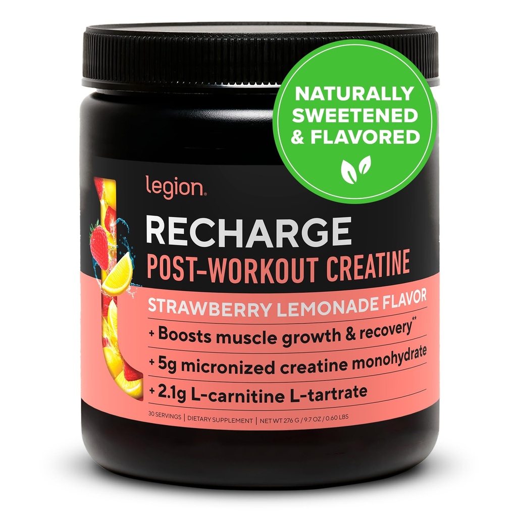 LEGION再充電ポストワークアウトドリンク - Micronized Creatine Monohydrateナチュラルポストワークアウト回復ドリンク - 筋肉ビルダー&回復ブースターポストワークアウトサプリメント(イチゴレモネード、30サービング)