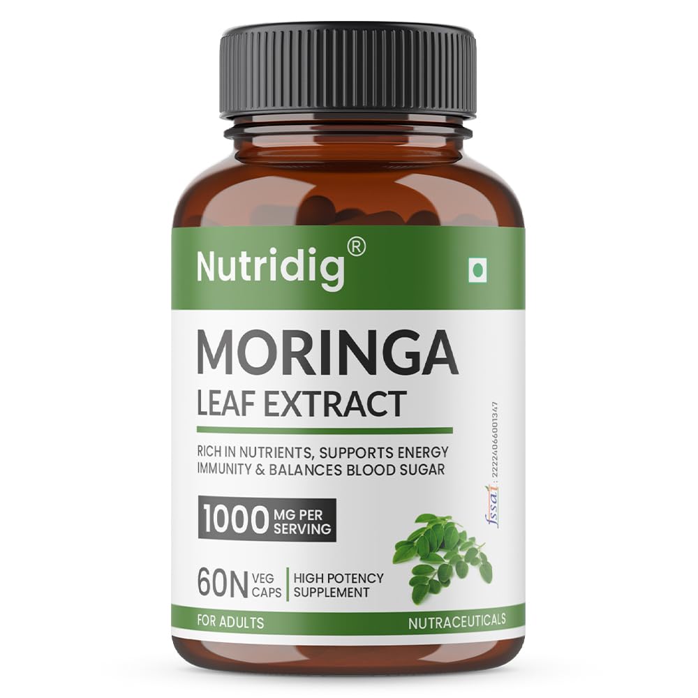 High Strength Moringa Leaf Extract – 60 Capsules | 1000mg | Natural Energy, Immunity & Antioxidant Support | Vegan & Gluten-Free