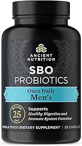 Ancient Nutrition Probiotics for Men, SBO Probiotics Men's Once Daily 30 Ct, for Healthy Digestion and Immune System Function Support, 25 Billion CFUs* Per Serving