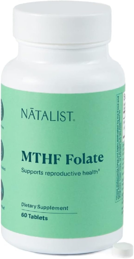NATALIST MTHF Folate 1000 mcg (L-5-MTHF)は、女性の健康な豊饒と妊娠をサポート - 生殖の健康と胎児発達のための毎日の葉状サプリメント - ビーガン、グルテンフリー - 60錠