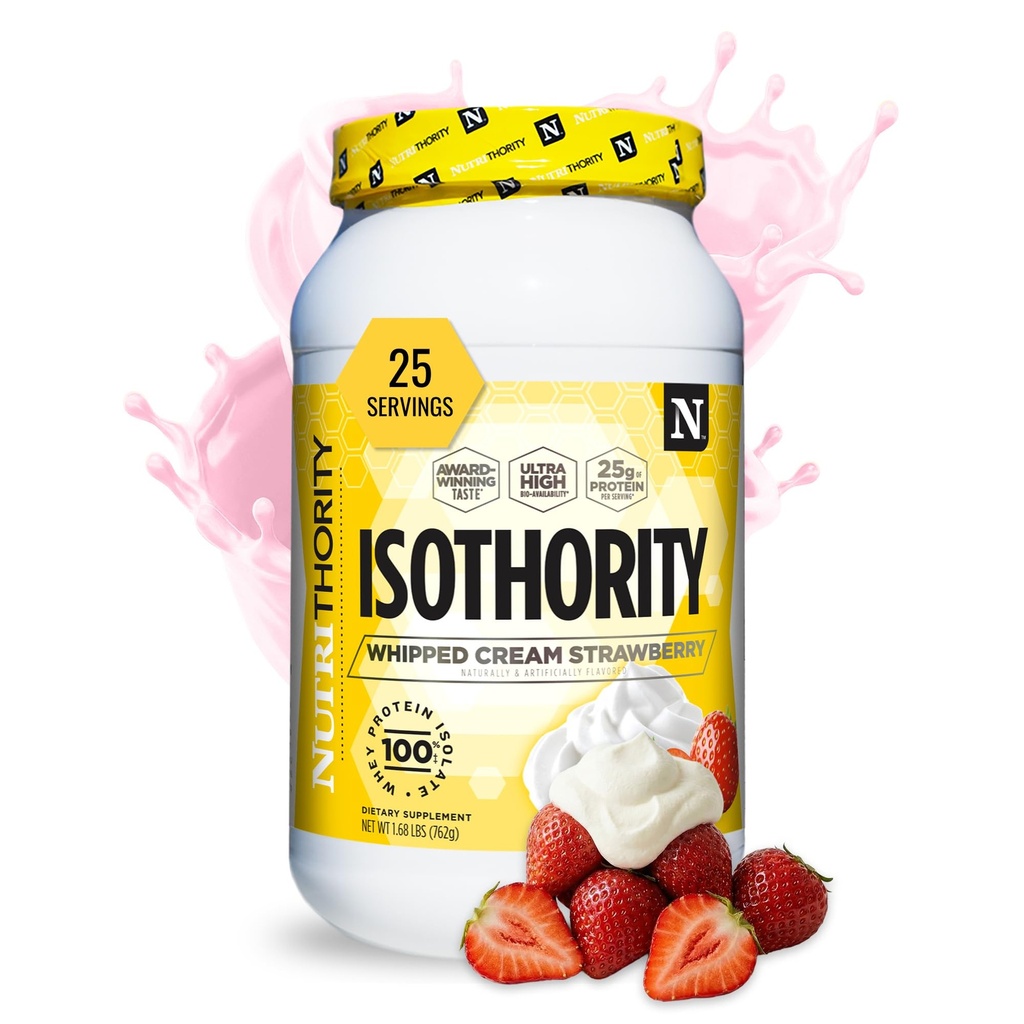耐酸性Wheyプロテインアイソレート、ホイップクリームストロベリー、2 lb - ウルトラ吸収性ブランチチェーンアミノ酸(BCAA)パウダー25g / サービング、低炭水化物 - 筋肉の構築と加速回復