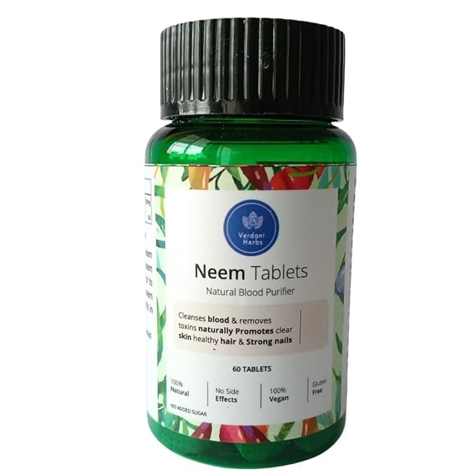 Neem Tablets 60 Count | Ayurvedic Neem Supplement for Skin, Detox & Immunity Support | Natural Blood Purifier Herbal Tablets for Men & Women