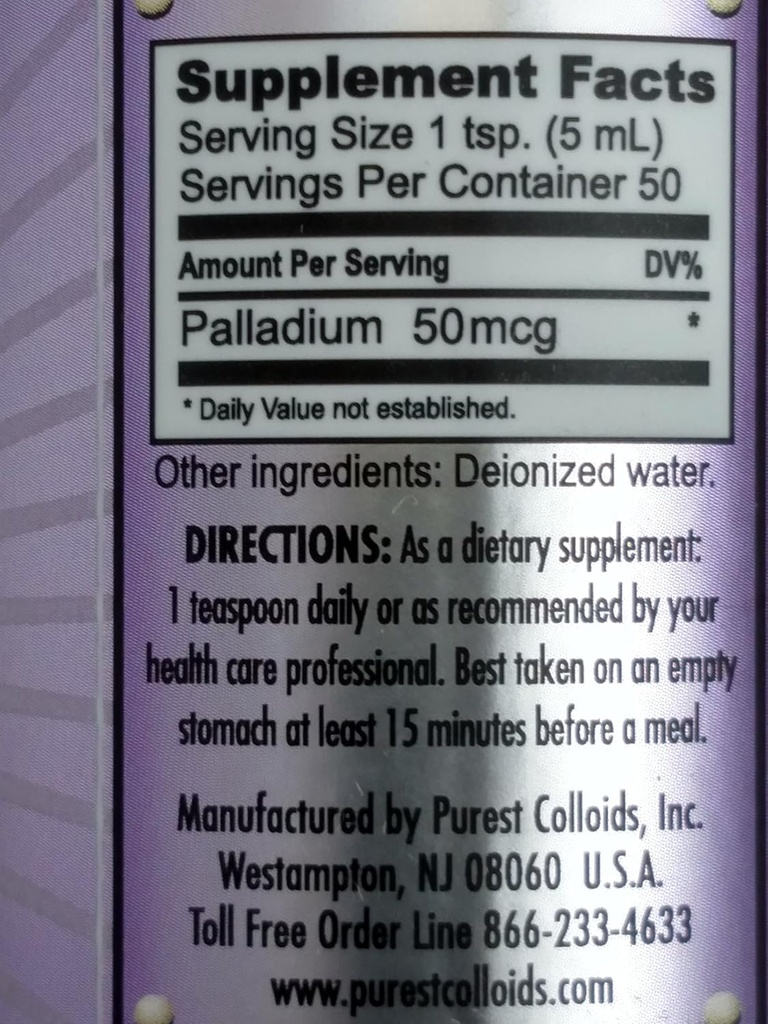 MesoPalladium TM 10 ppm のコロイド パラジウム 250 mL/8.45 Oz