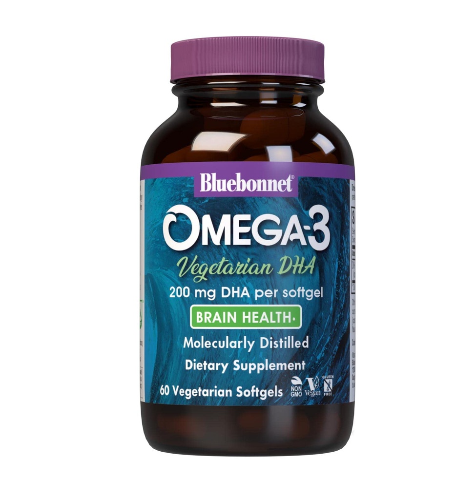 BlueBonnetナチュラルオメガ-3ベジタリアンDHAベジタリアンソフトジェル、200mg、60カウント('743715009097)