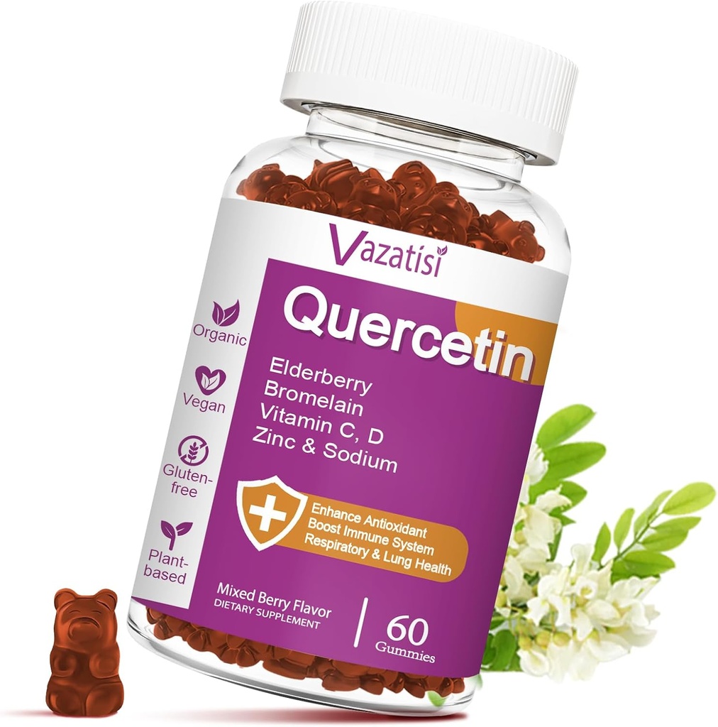 Quercetinのグミー、ビタミンC亜鉛、Bromelain、ElderberryおよびビタミンD、免疫サポート大人子供、女性人、60のグミーのChewable