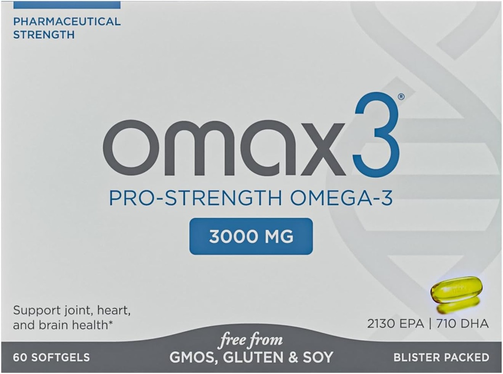 Omax3の専門の強さの超純粋なオメガ3の魚油- 1000のmg -最高の接合箇所及び筋肉サポート- EPA DHA - NSFは証明しました- 60のSoftgelのまめのパック
