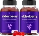 NutraChamps Elderberry Gummies、Sambucus Elderberry Gummies for 大人&子供、ビタミンC、プロポリス&エキナセア、マックス強度免疫サポートグミー、ナチュラルベリー風味、120グミー(パッケージ2)