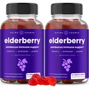 NutraChamps Elderberry Gummies、Sambucus Elderberry Gummies for 大人&子供、ビタミンC、プロポリス&エキナセア、マックス強度免疫サポートグミー、ナチュラルベリー風味、120グミー(パッケージ2)