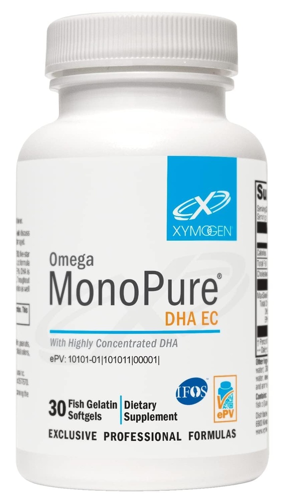 XYMOGENオメガモノピュアDHA EC - 高濃度DHAフィッシュオイル - 心血管、免疫+認知サポート(30Softgels)のためのオメガ3サプリメント