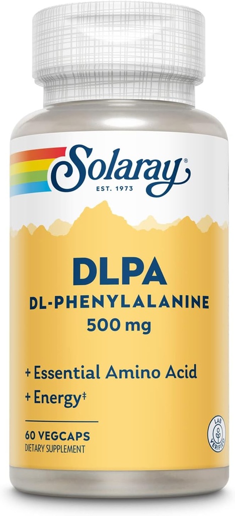 SOLARAY DL-Phenylalanine、500mg   神経系、気分及びエネルギー サポートのための必須アミノ酸の50-50のブレンド  60 VegCaps
