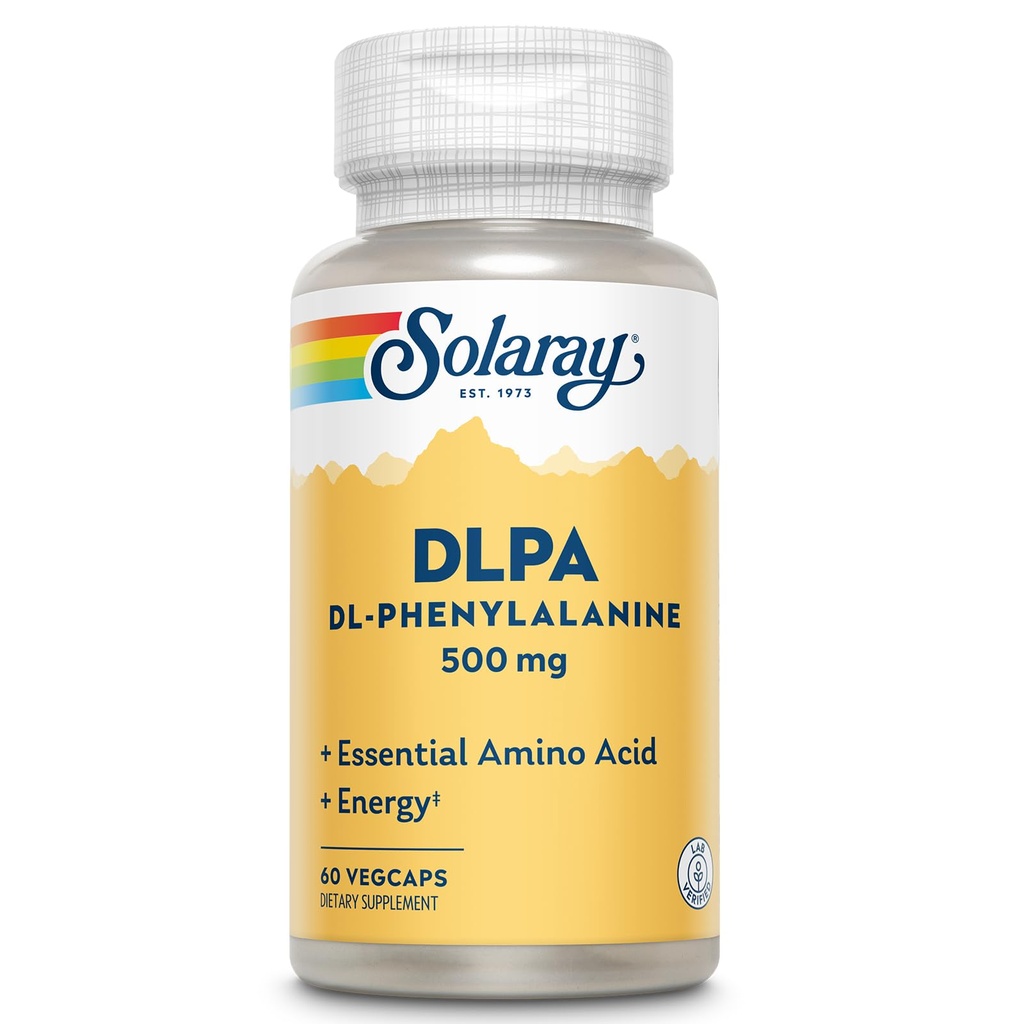 SOLARAY DL-Phenylalanine、500mg   神経系、気分及びエネルギー サポートのための必須アミノ酸の50-50のブレンド  60 VegCaps