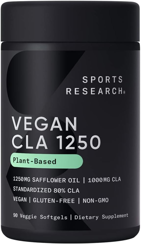 スポーツ研究ビーガンCLA - アクティブコンジュグリン酸男性と女性のための 非GMO、大豆&グルテンフリー - 80% (90 Softgels)