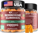 Berberine with Ceylon Cinnamon Gummies - 1500mg Berberine HCI Supplement with Chromium,Turmeric and Milk Thistle - Immune Support - for Women & Men - 60 Sugar Free Gummies