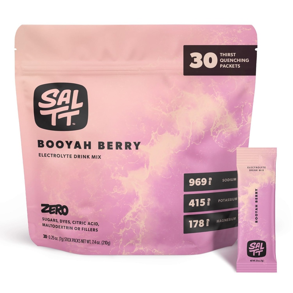 SALTT の電解物の粉は飲み物の組合せ- Booyah の果実- 30 の水和のパケット-マグネシウム、カリウム、ナトリウム、跡の鉱物-ゼロ砂糖及びグルテンフリー-旅行本質