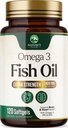 Omega 3 の魚油 2400 の mg の補足、持続的に供給される、三重強さ Omega-3 の補足 Softgels、頭脳の健康サポート、EPA 及び DHA の魚油の脂肪酸の補足、グルテン及び GMO は 120 の Softgels を放します