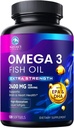 Omega 3 の魚油 2400 の mg の補足、持続的に供給される、三重強さ Omega-3 の補足 Softgels、頭脳の健康サポート、EPA 及び DHA の魚油の脂肪酸の補足、グルテン及び GMO は 120 の Softgels を放します