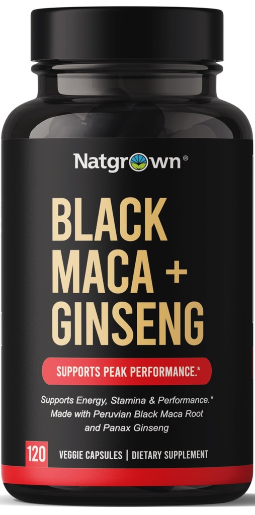 ナチュブニングブラックマカルート + パナックスGinsengパウダーカプセル1500 mgの黒ペルーマカルート & 男性と女性のための韓国のパナックスGinsengサプリメント - ビーガンピル (120 カウント)